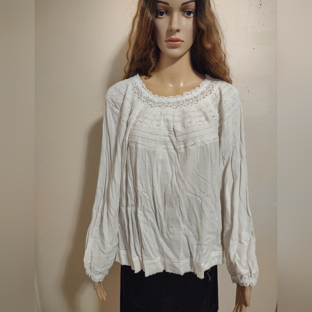 Lucky Brand White Lace Detail Blouse